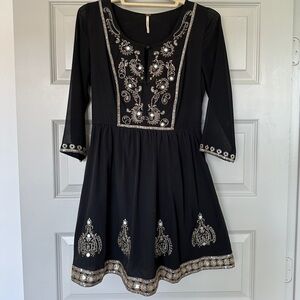 Free People Embellished Black Mini dress